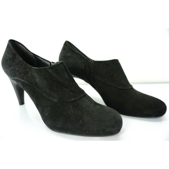 Stuart Weitzman Black Suede Leather Ankle Bootie Pumps Size 8N Narrow - Picture 7 of 9